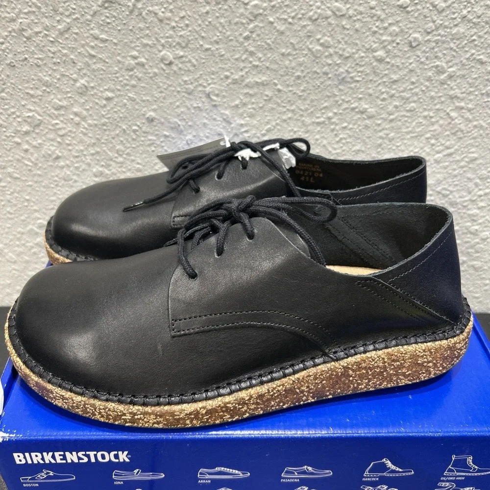 Birkenstock Gary Leather Vintage Wood Black EU 41 US L10 M8 Mens Womens